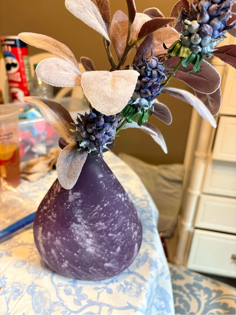 Source Unknown Deep Plum Speckled Decorative Vase